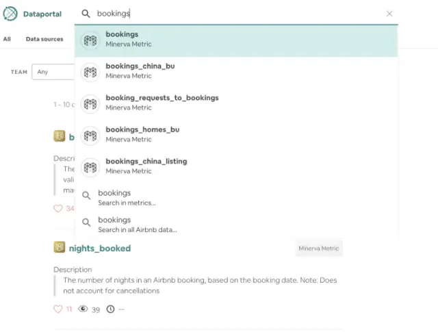 Minerva指标在Dataportal UI中被索引和编目