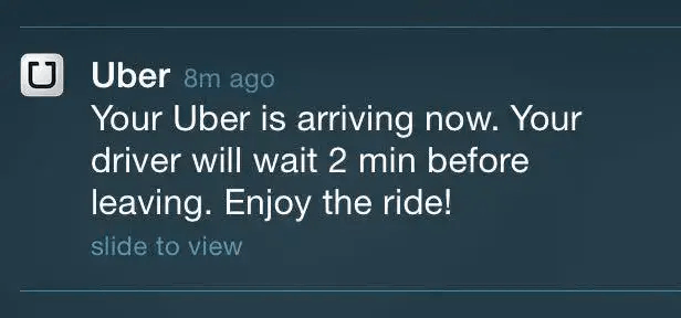 Uber会通知你你的车到了