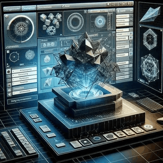 未来 CAD 界面与 AI 驱动的 3D 生成设计和模拟全息图